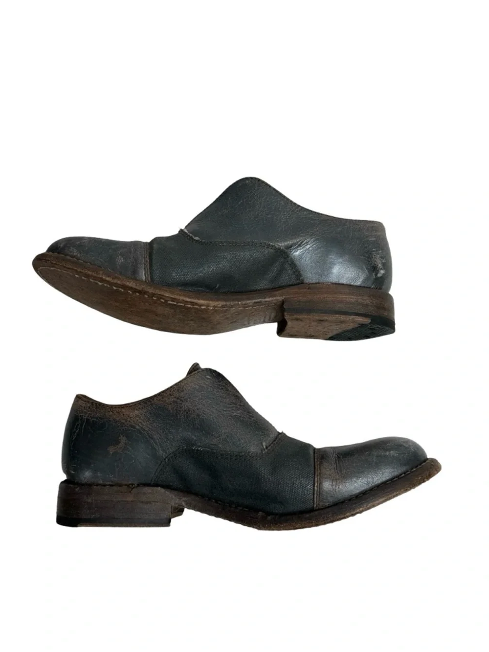 Bed Stu | Eden Distressed Cap Toe Laceless Oxfords in Gray 7 Cobbler Series